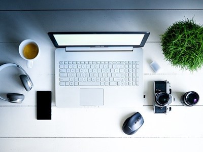 office desk from above - office productivity