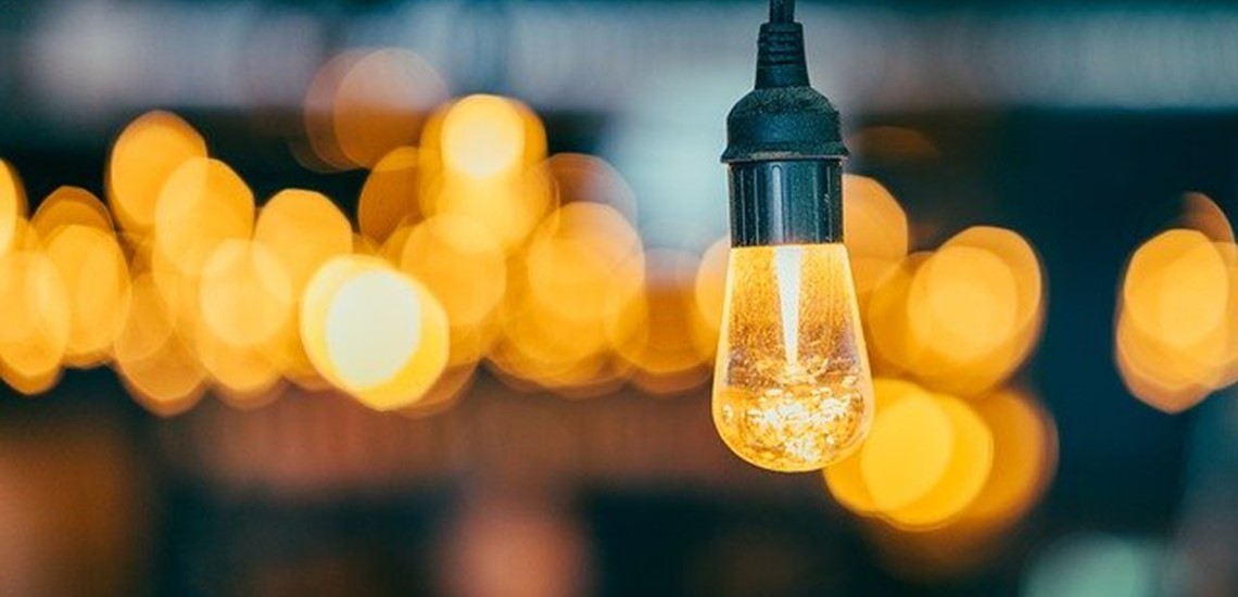 hanging lightbulbs installed by electrician