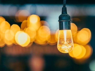 hanging lightbulbs installed by electrician